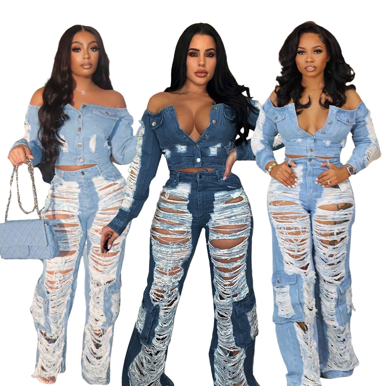 Women's Fashion Individual Casual Ripped Jeans.