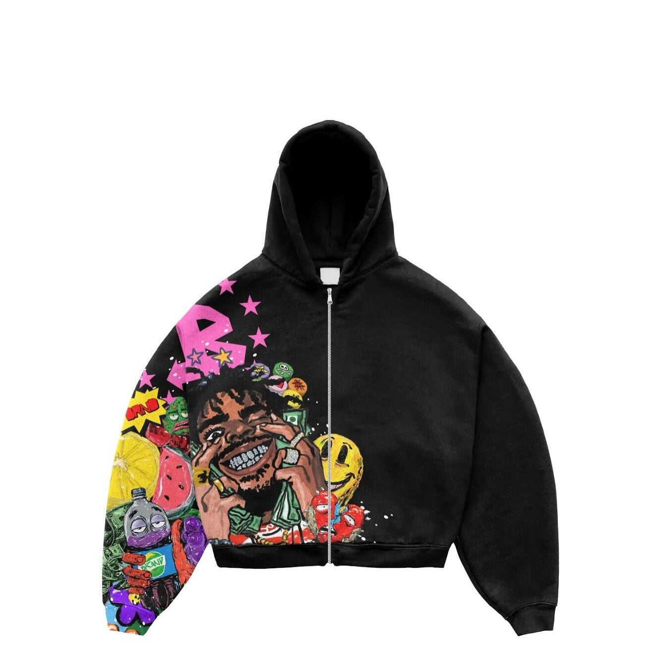 Men's Fashion Graffiti Hip-Hop Zip Hoodie.