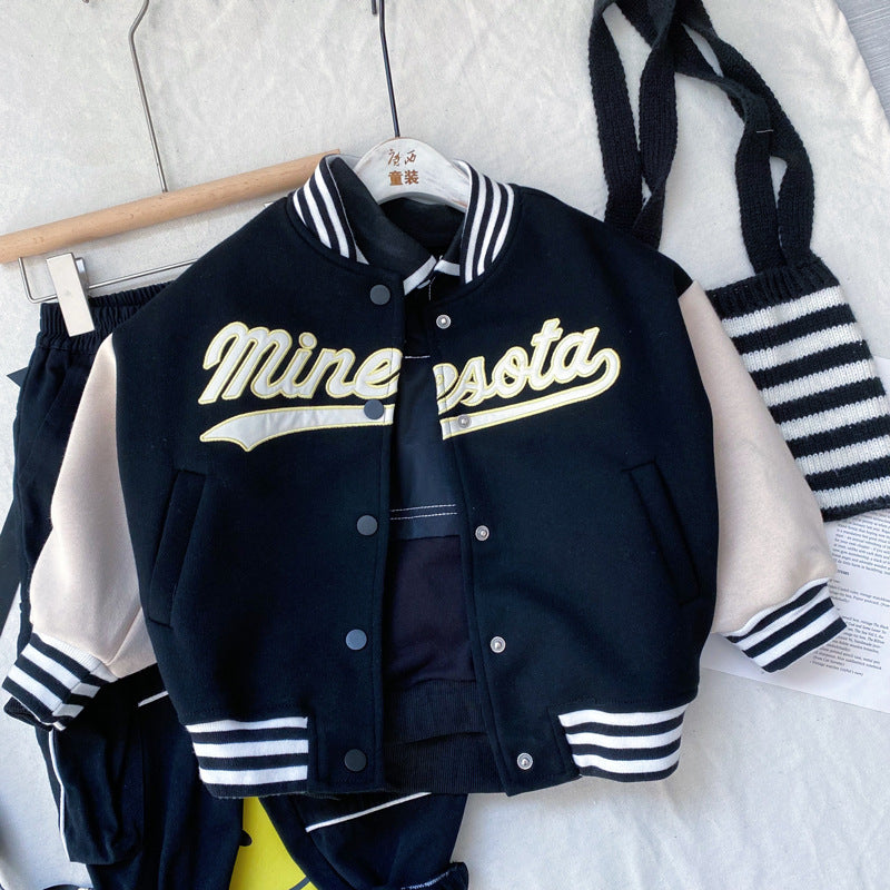 Boys Cotton Varsity Jacket.