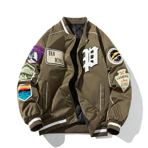 Men's Fashionable Letter Badge Jacket.