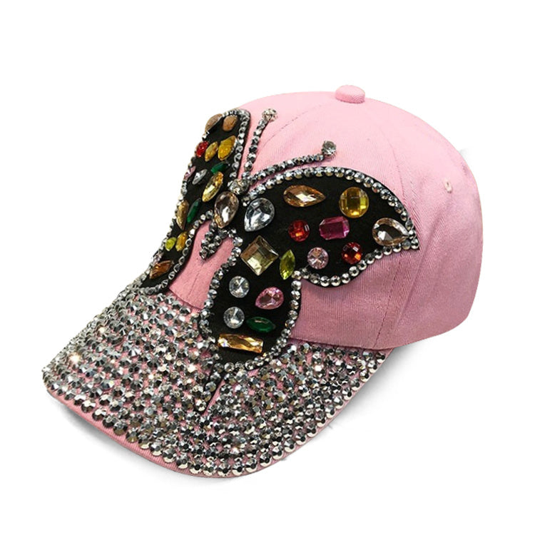 Women's Handmade Butterfly Rhinestone Baseball Cap.