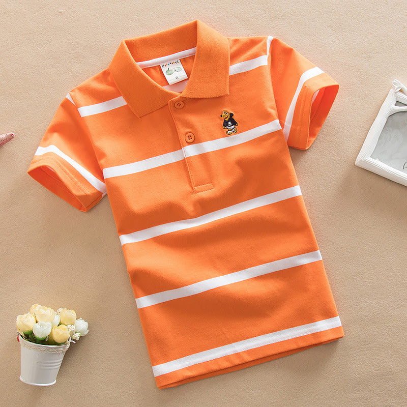 Boy's College Style Polo Short-Sleeve T-Shirt.