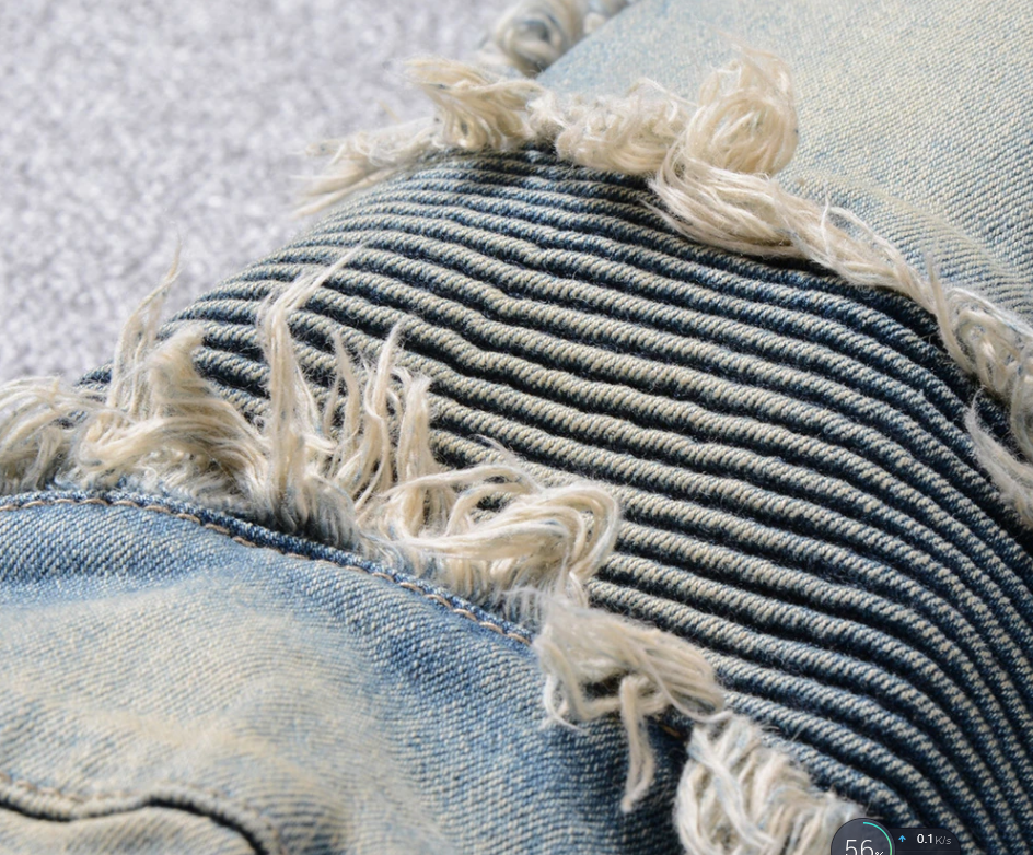 Men's Denim Ruffled Jeans.