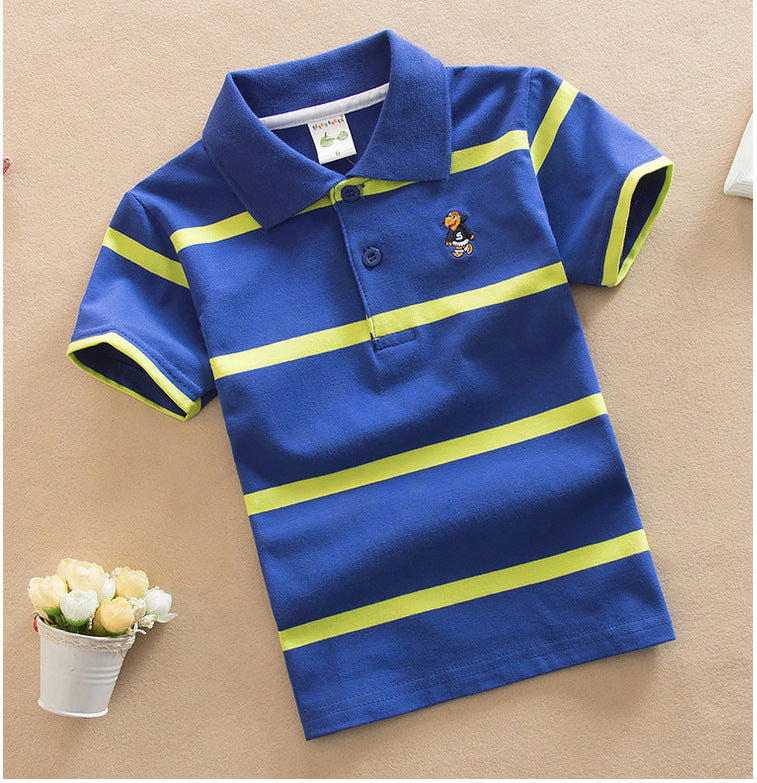 Boy's College Style Polo Short-Sleeve T-Shirt.