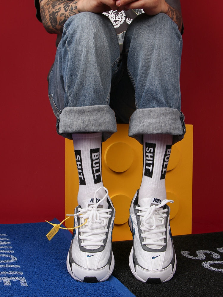 Contrast Letter Hip-Hop Socks.