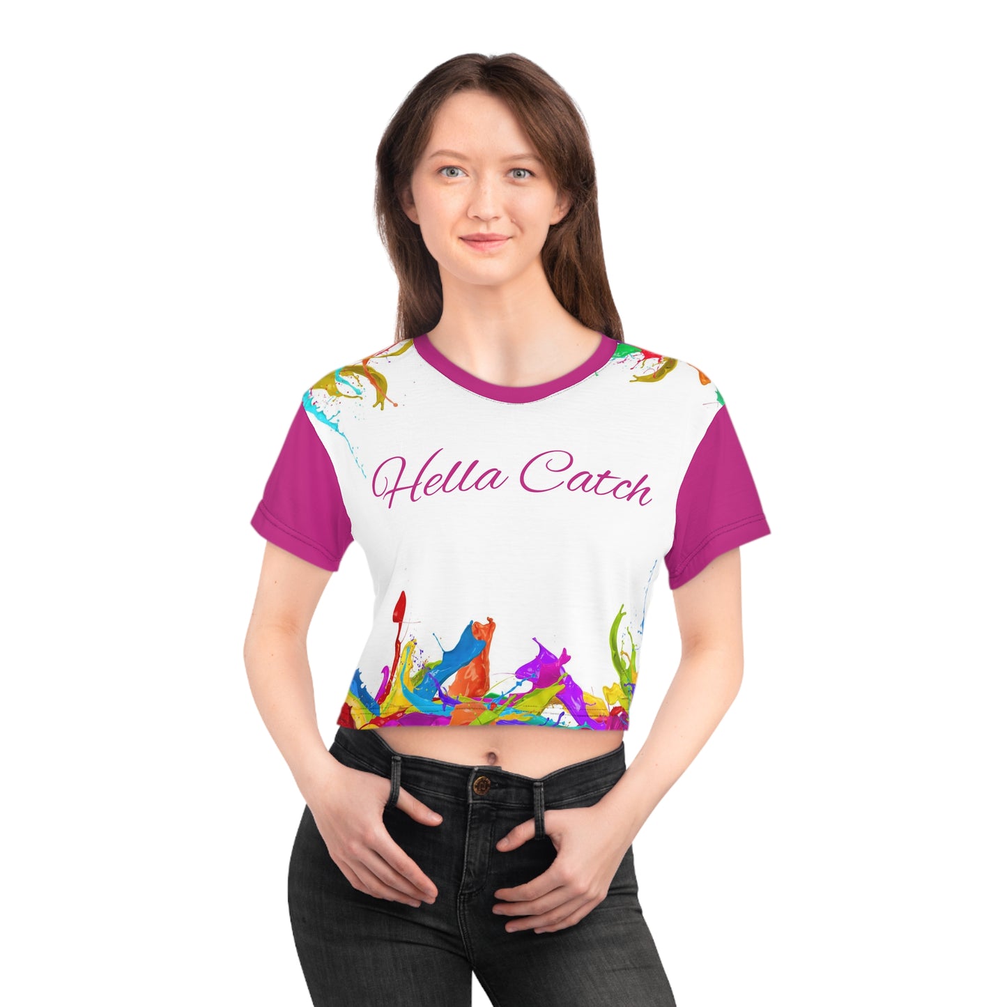 "Hella Catch" Crop Tee (AOP)