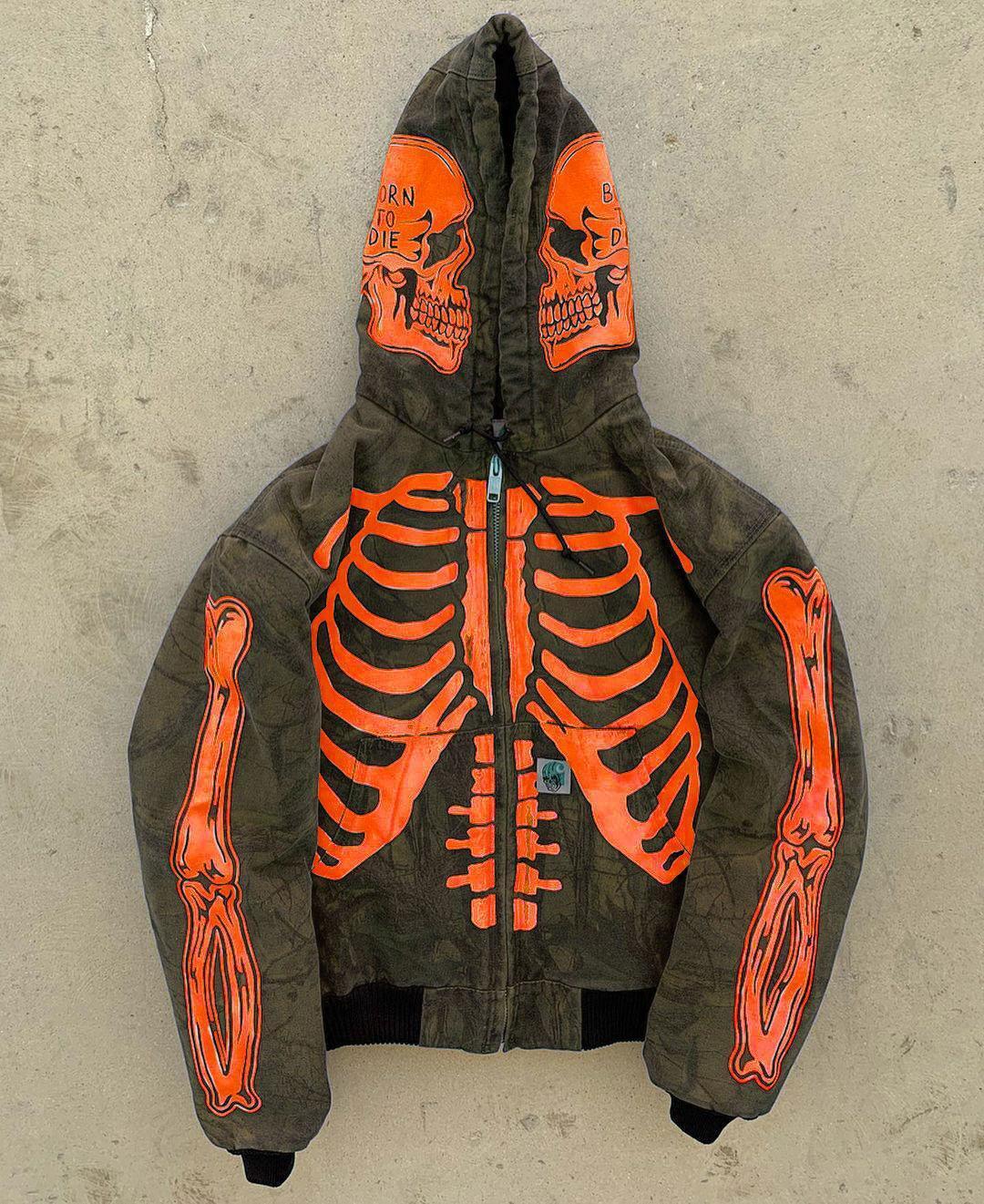 Men's Custom Skeleton Full Face Zip Hoodie.