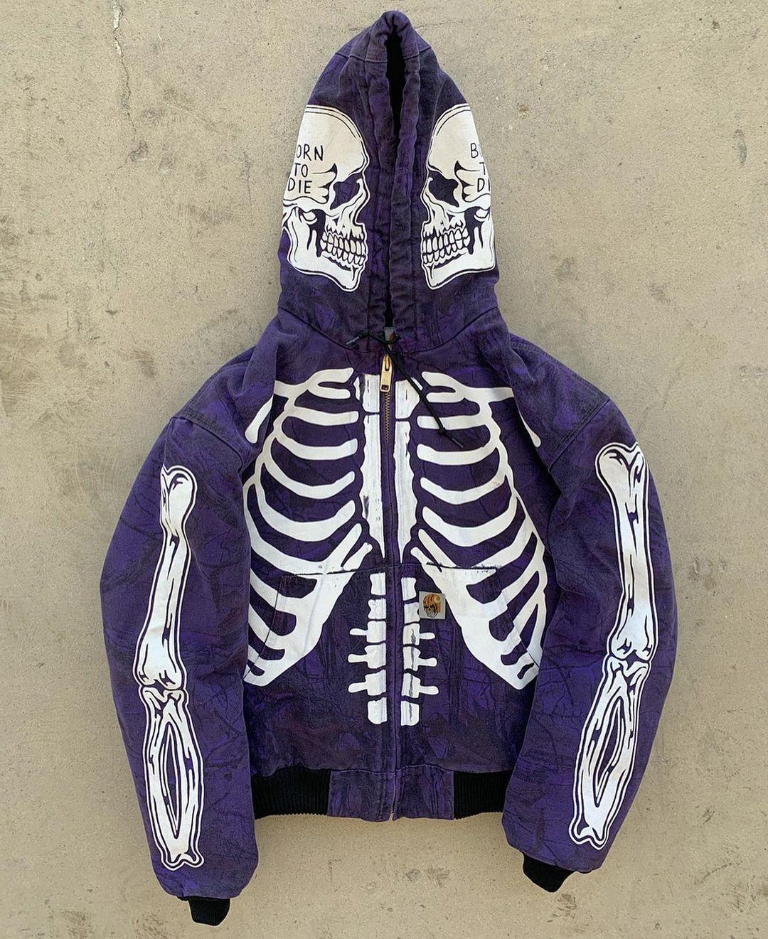 Men's Custom Skeleton Full Face Zip Hoodie.