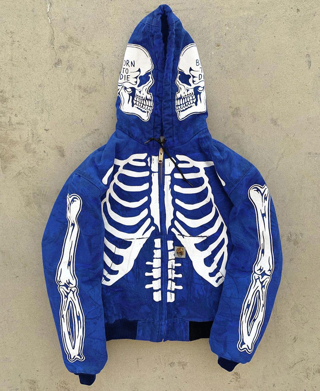 Men's Custom Skeleton Full Face Zip Hoodie.