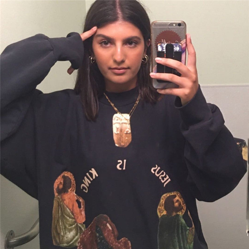 Unisex Heavy-Duty Cotton Jesus Is King Sweatshirt.