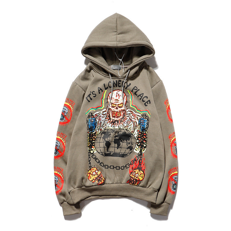 Men's Graffiti Alphabet Printed Hoodie.