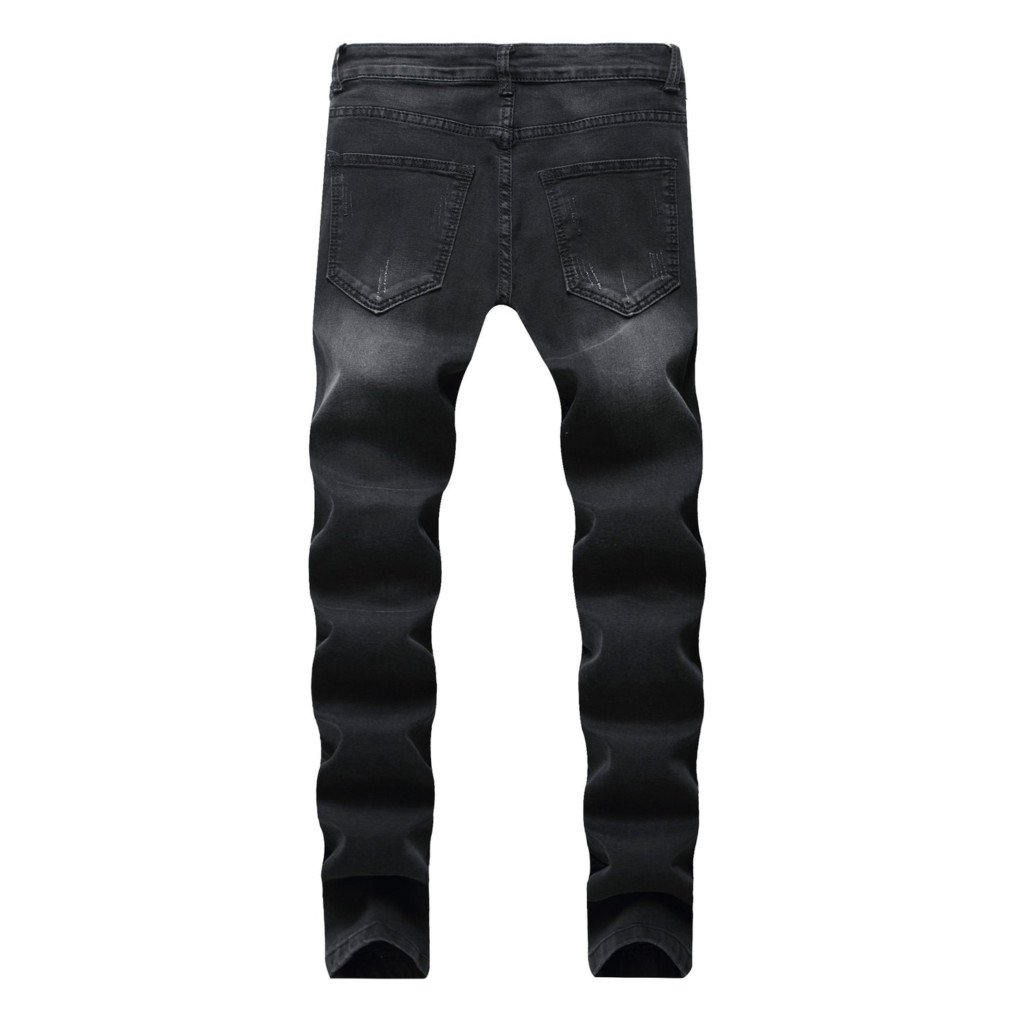 Men's Slim Fit Straight Knee Hole Stretch Jeans.