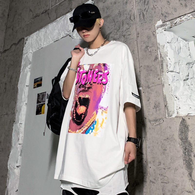 Men's Rock Portrait Printed Short Sleeve T-Shirt.