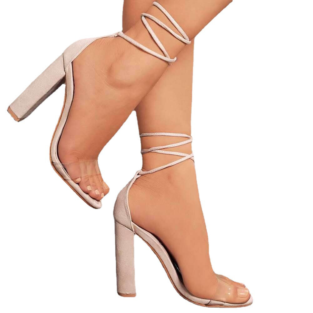 Women's Ankle Strap Thick High Heels.