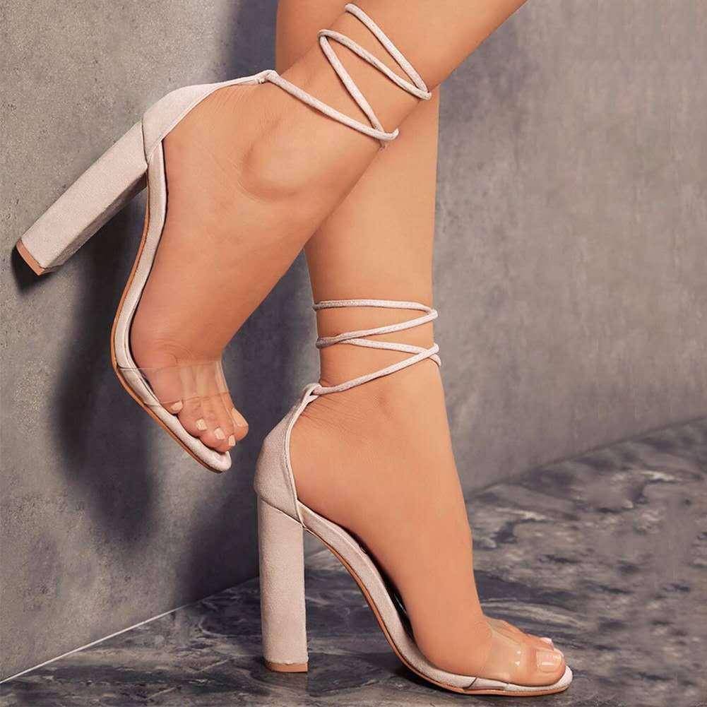 Women's Ankle Strap Thick High Heels.