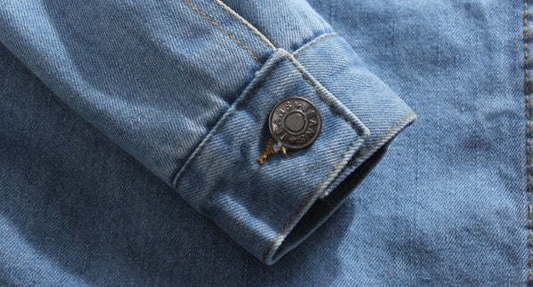 Men's Wool-Lined Stamped Denim Jacket.