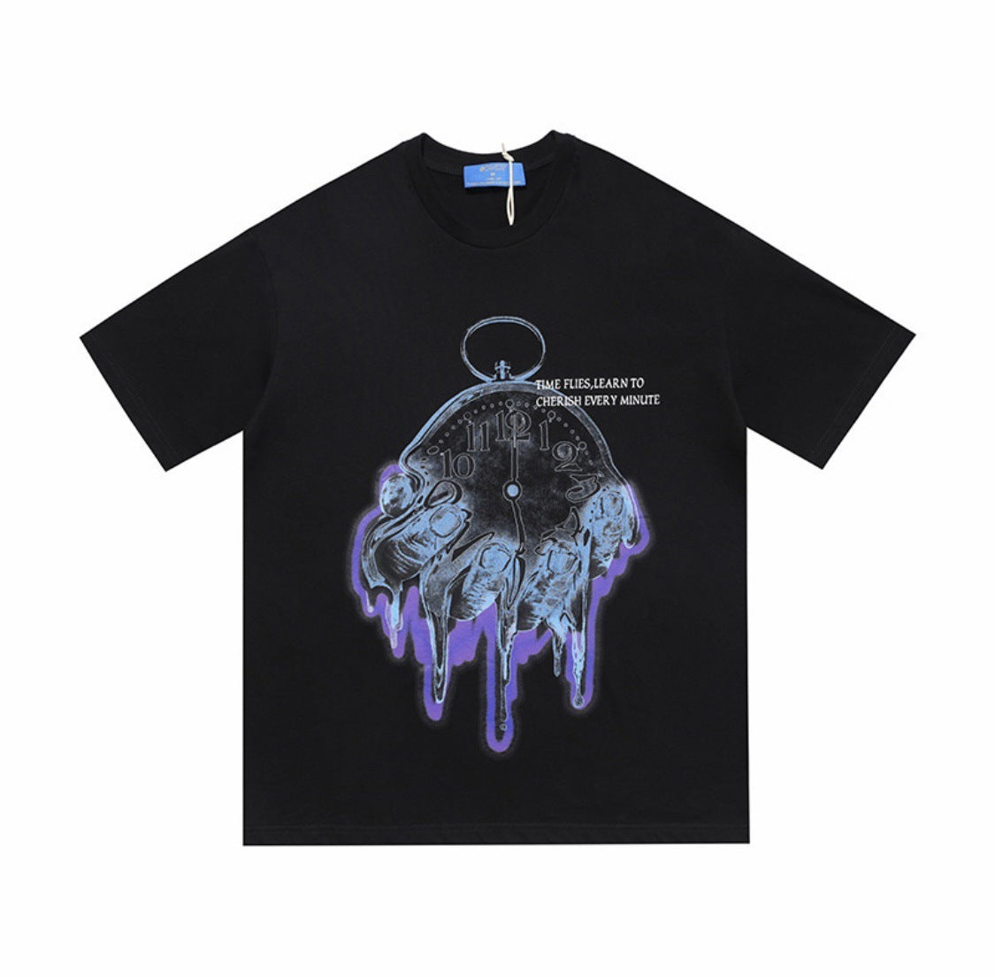 Men's Streetwear Clock Graphic T-Shirt.