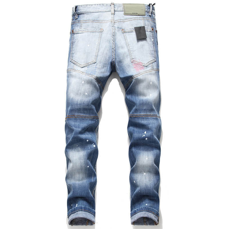 Men's Light Patch Personality Jeans.