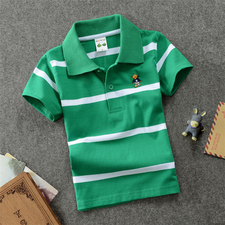 Boy's College Style Polo Short-Sleeve T-Shirt.