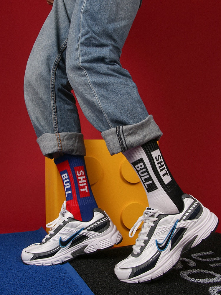 Contrast Letter Hip-Hop Socks.