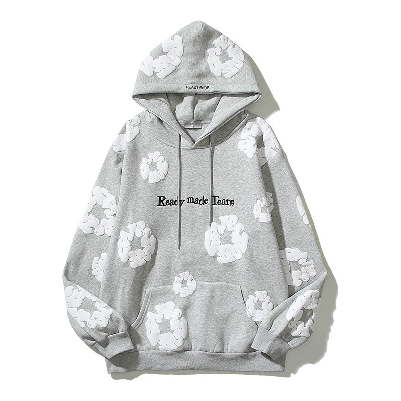Men's Pure Cotton Three-Dimensional Foam Printed Hoodie. (Order One Size Up)