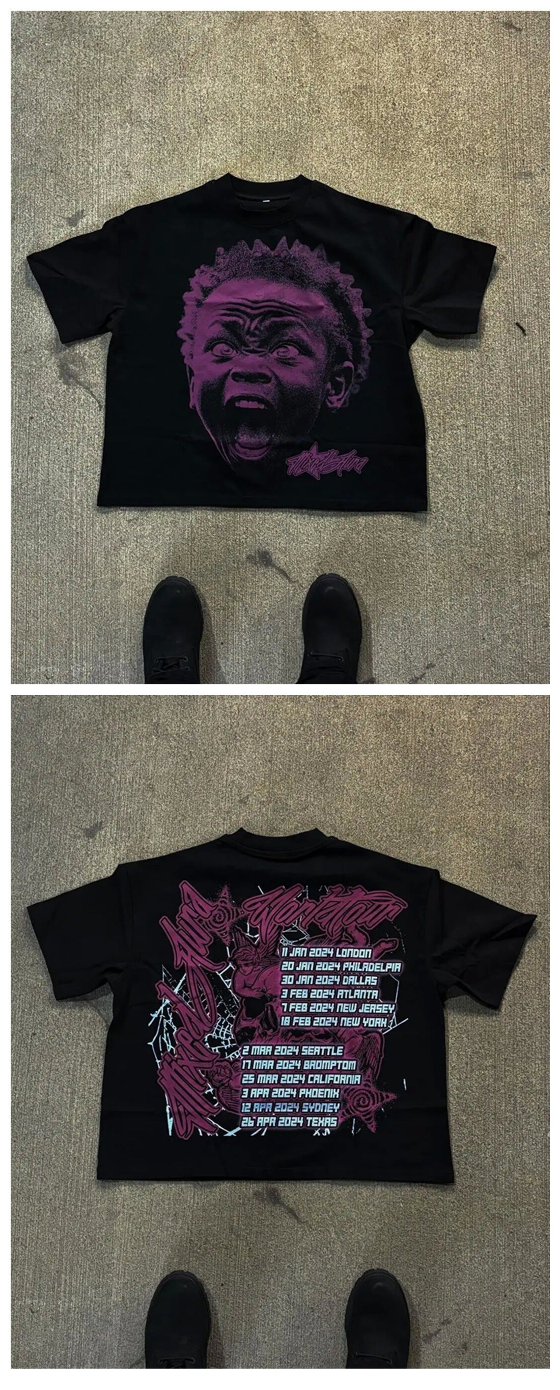 Men's Hip-Hop Big Face Cotton T-Shirt.