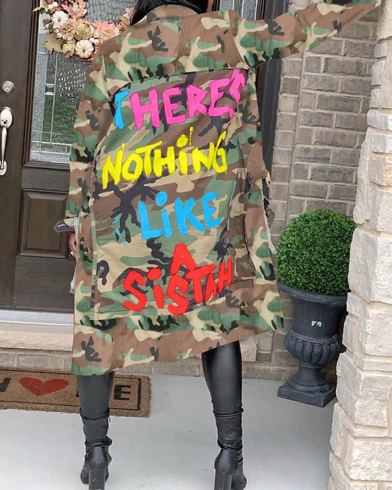 Women's European & American Camouflage Fashion Coat.