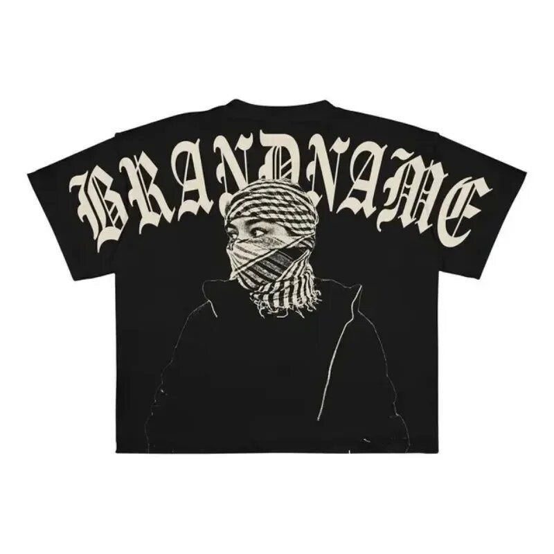 Men's Hip-Hop Gothic Graphic T-Shirt.