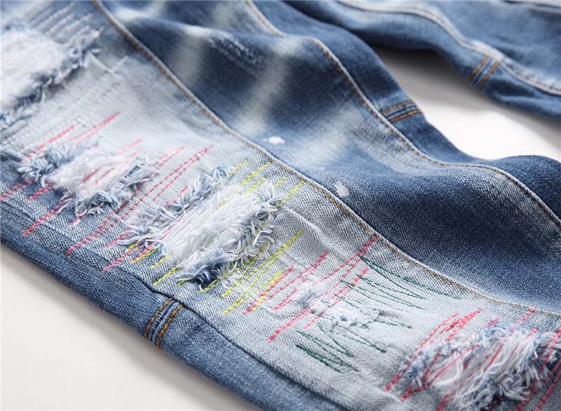 Men's Light Patch Personality Jeans.