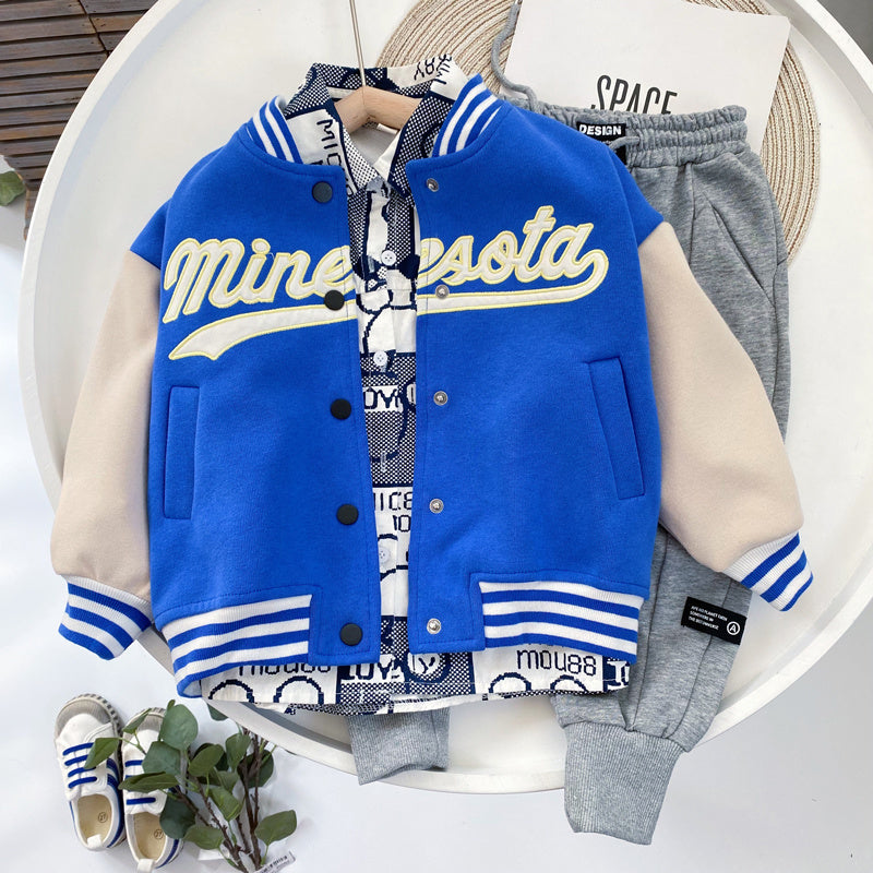 Boys Cotton Varsity Jacket.