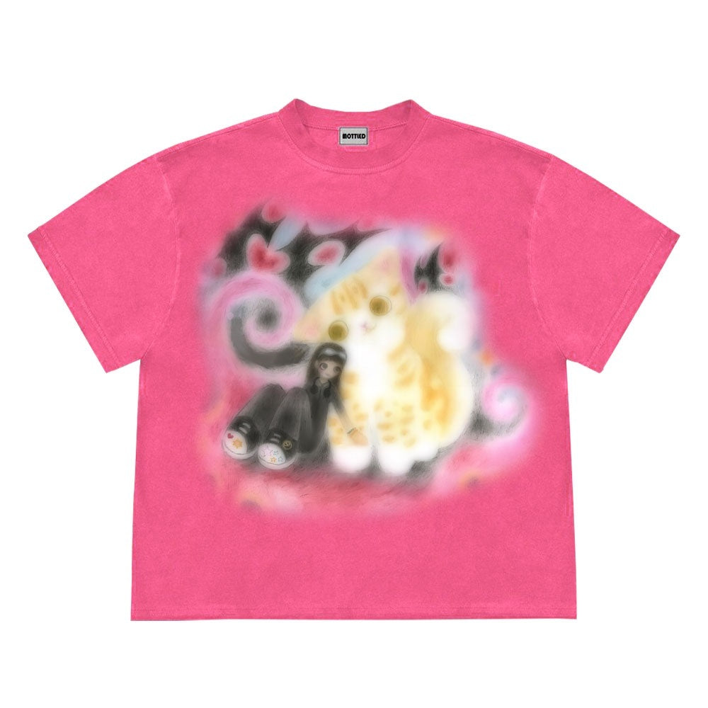 Women's Kitten Designed Short-Sleeve T-Shirt.