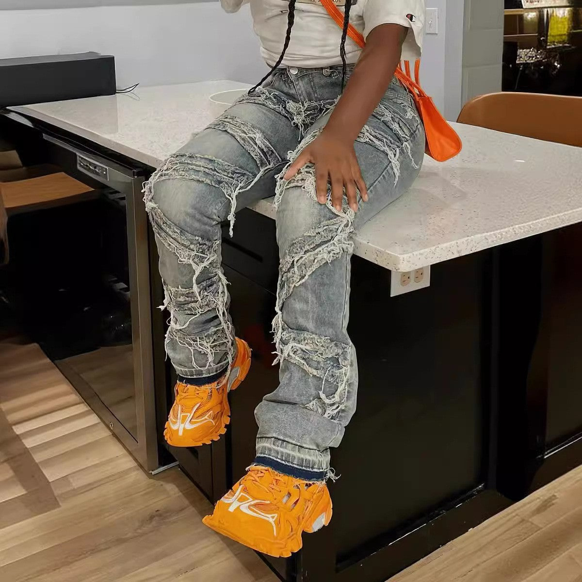 Women's Ripped Tassel Fashion Jeans.