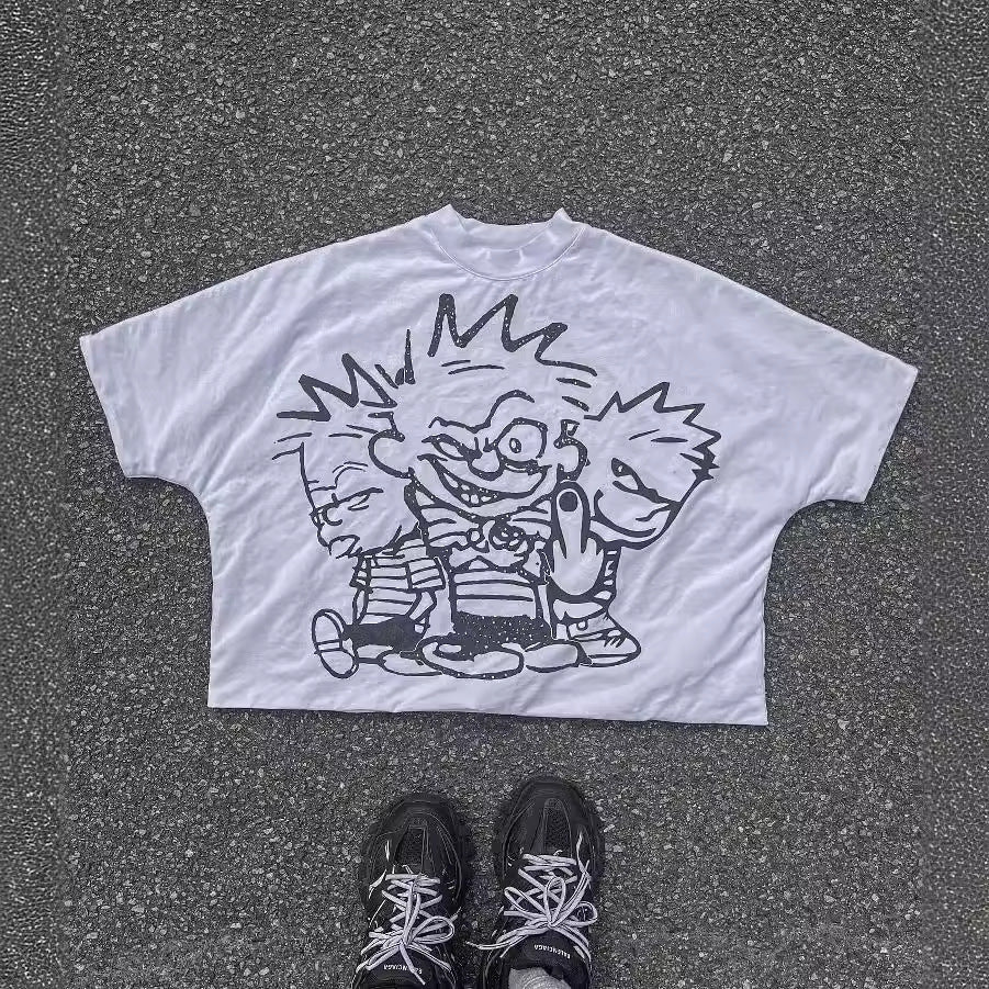 Men's Cartoon Pattern Hip-Hop T-Shirt.