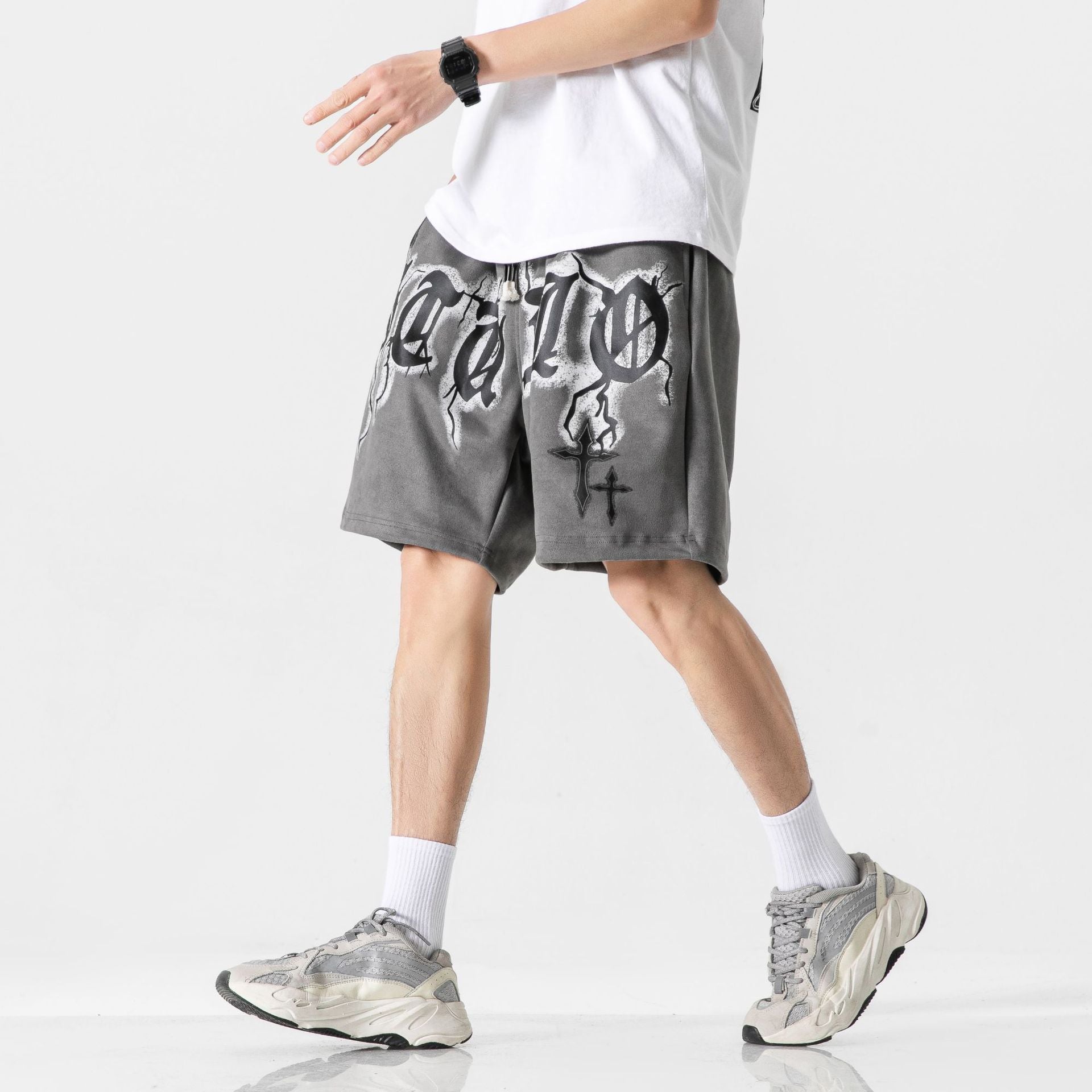 Men's Hip-Hop Letter Street Shorts.