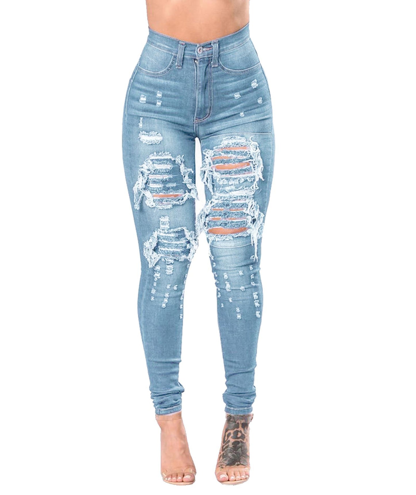 Women's Ripped Denim Washed Jeans.