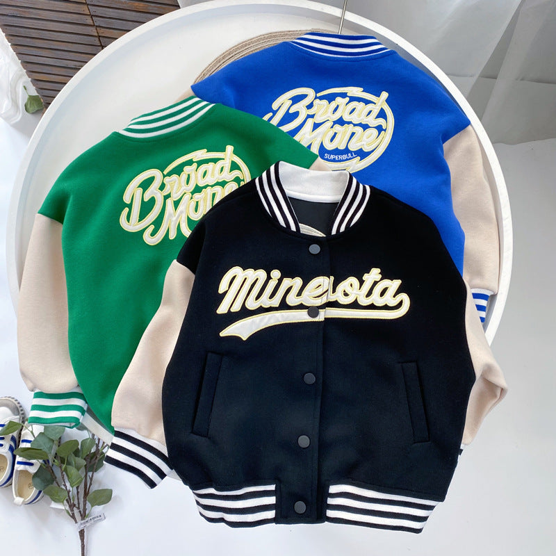 Boys Cotton Varsity Jacket.