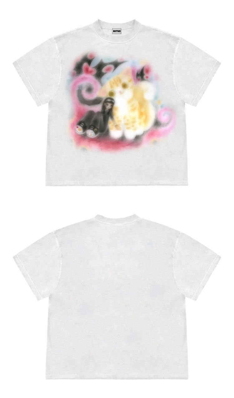 Women's Kitten Designed Short-Sleeve T-Shirt.
