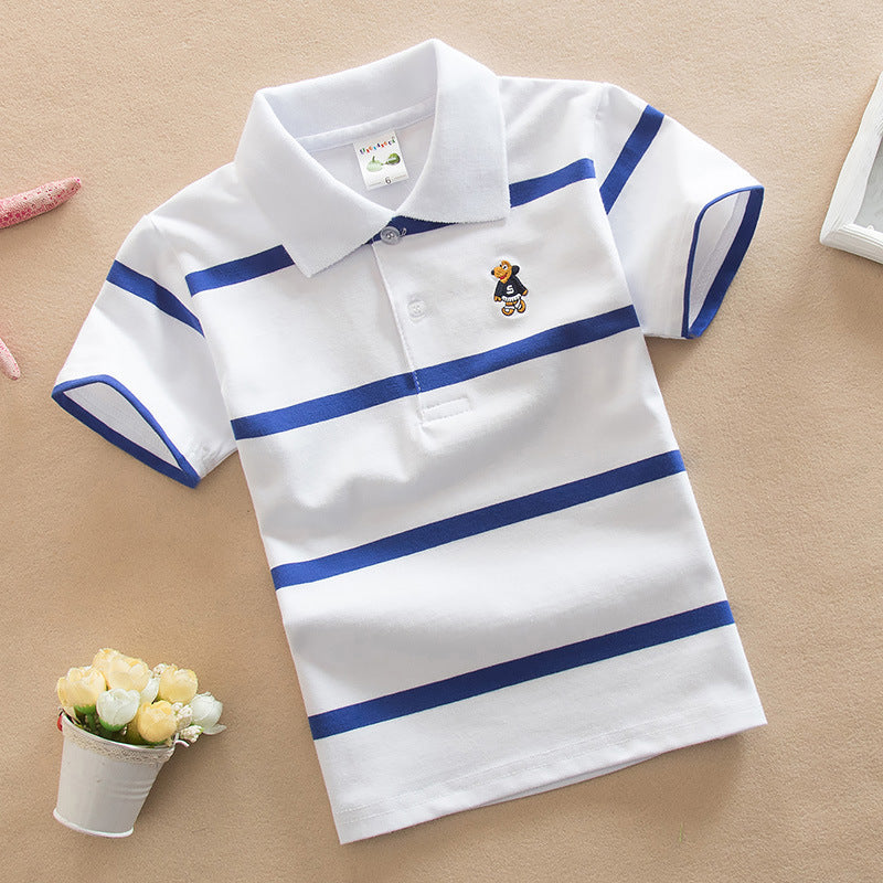 Boy's College Style Polo Short-Sleeve T-Shirt.