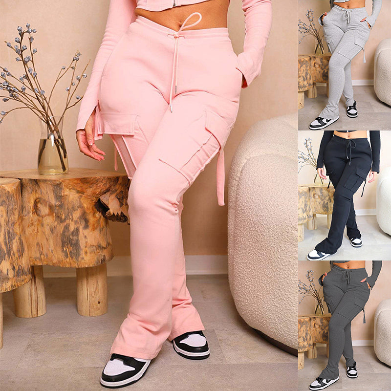 Women's High Waist Drawstring Cargo Pants.