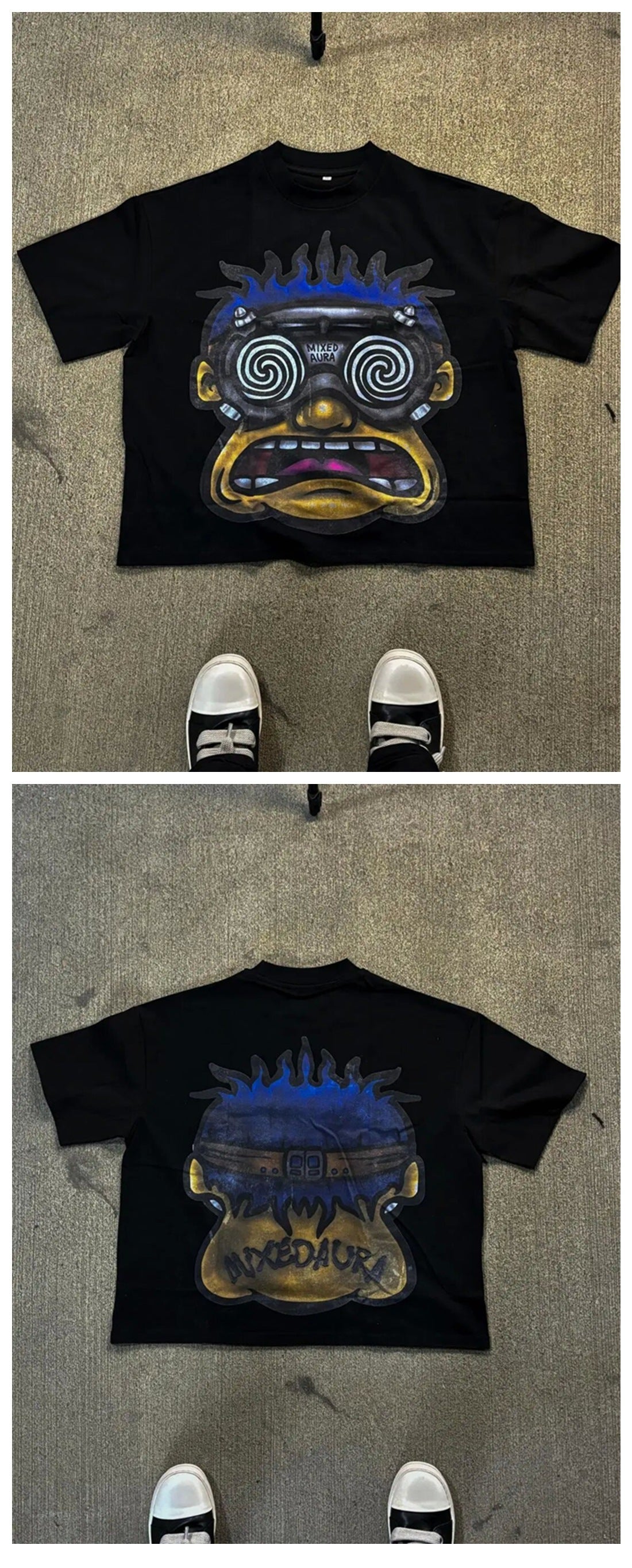 Men's Hip-Hop Big Face Cotton T-Shirt.