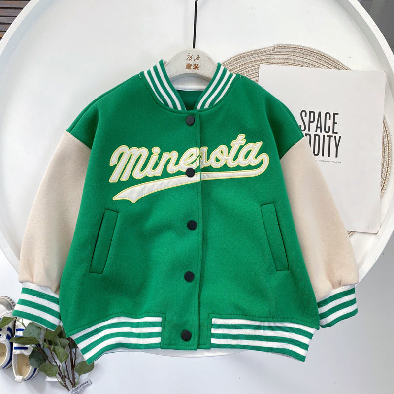 Boys Cotton Varsity Jacket.