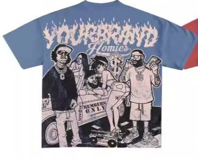 Men's Hip-Hop Graphic Cotton T-Shirt.