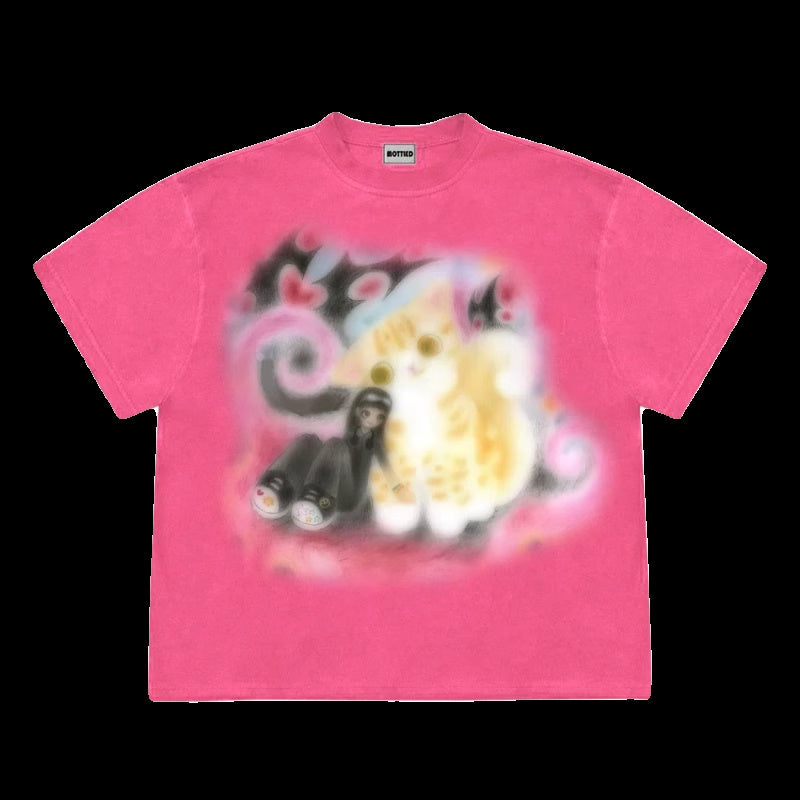 Women's Kitten Designed Short-Sleeve T-Shirt.