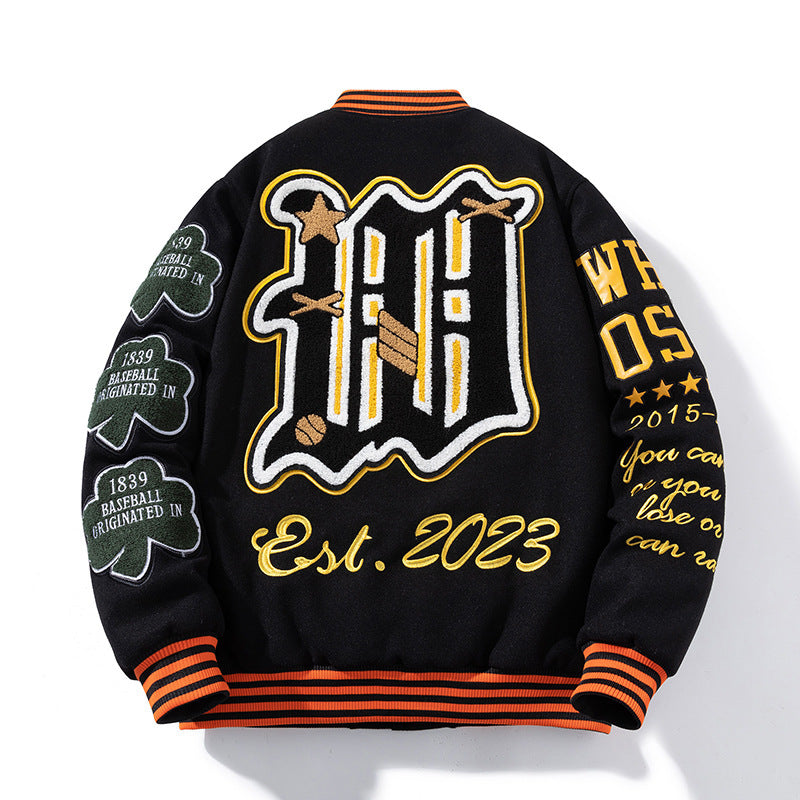 Men's Hip-Hop Thickened Varsity Jacket.