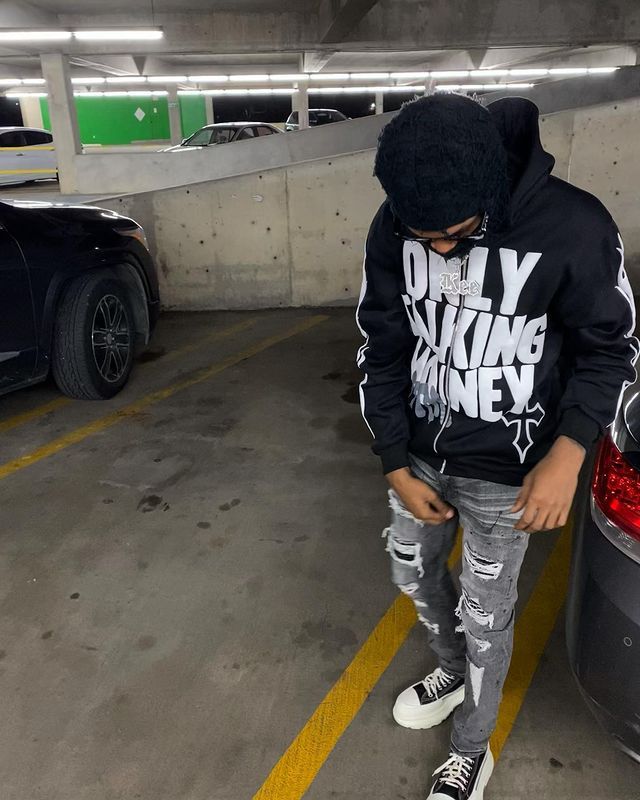 Men's Flame Letter Printed Hip-Hop Cardigan Hoodie.