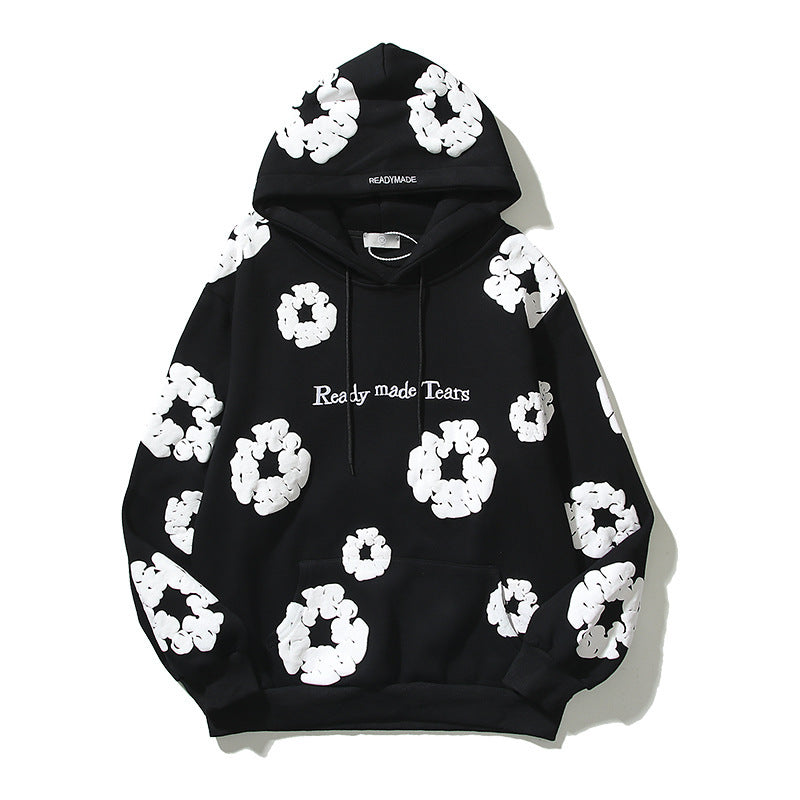 Men's Pure Cotton Three-Dimensional Foam Printed Hoodie.