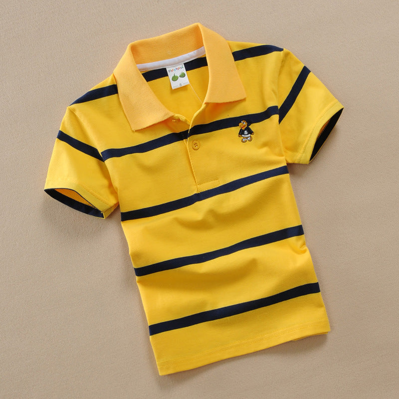 Boy's College Style Polo Short-Sleeve T-Shirt.