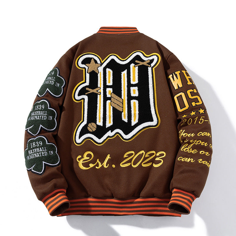 Men's Hip-Hop Thickened Varsity Jacket.