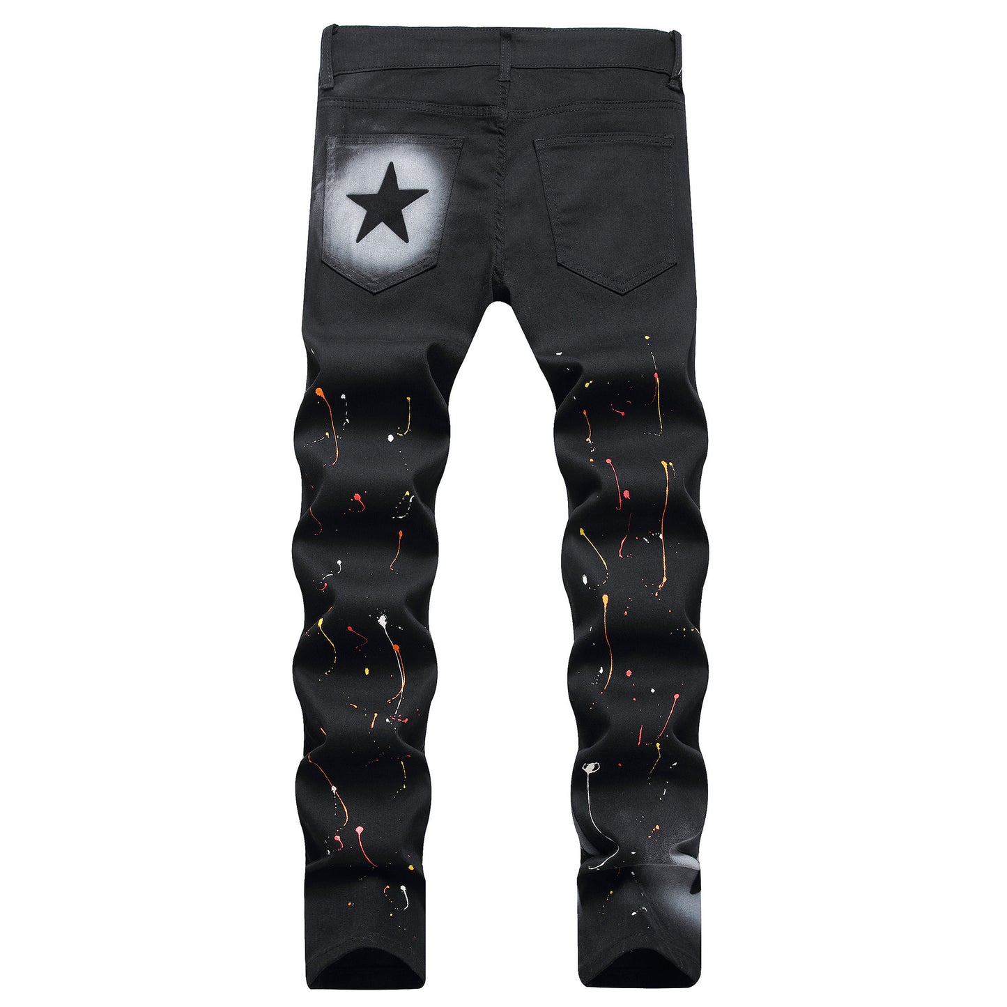 Men's Hand-Painted Fashion Straight Jeans.