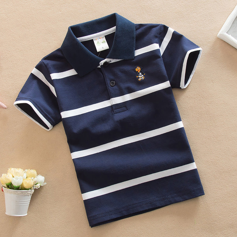 Boy's College Style Polo Short-Sleeve T-Shirt.